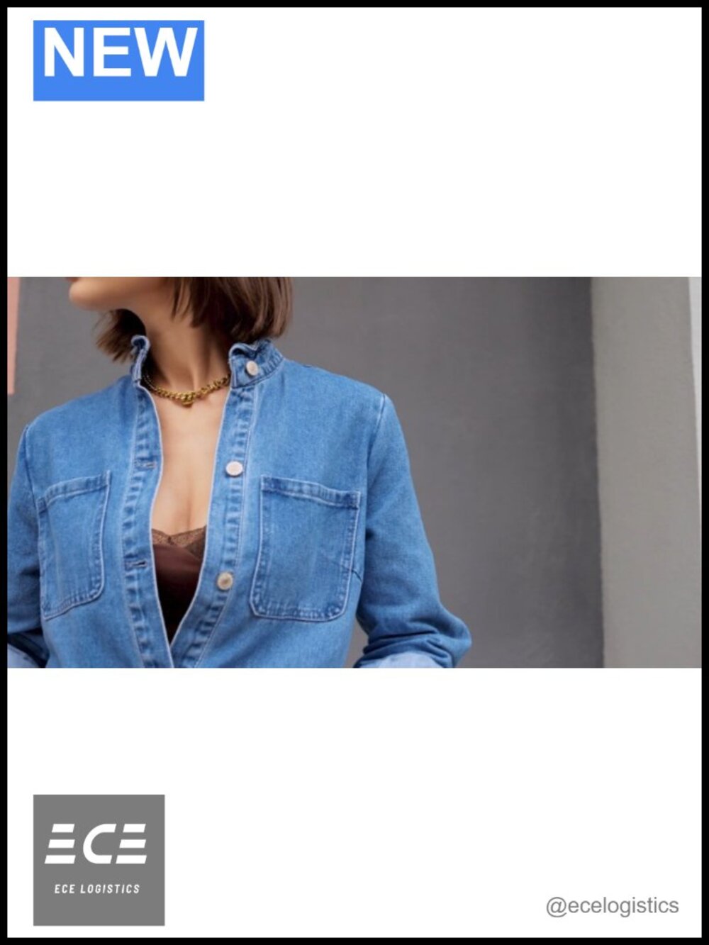 Button Down Ruffle Oversized Cropped Denim Jacket - Picture 6 of 6